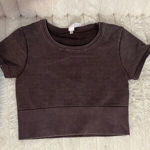 Aerie Ribbed Dark Brown Crop Top Small